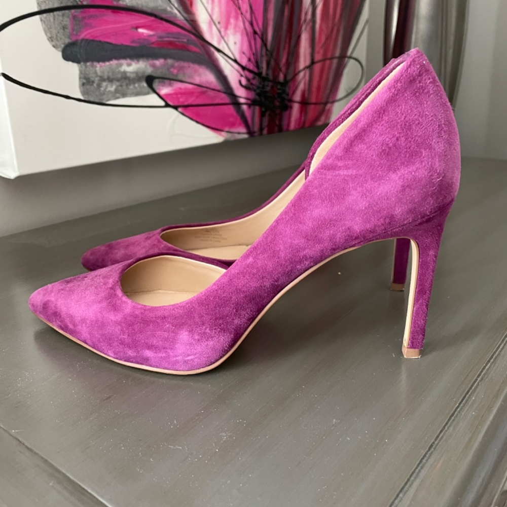 Purple suede heels, size 7